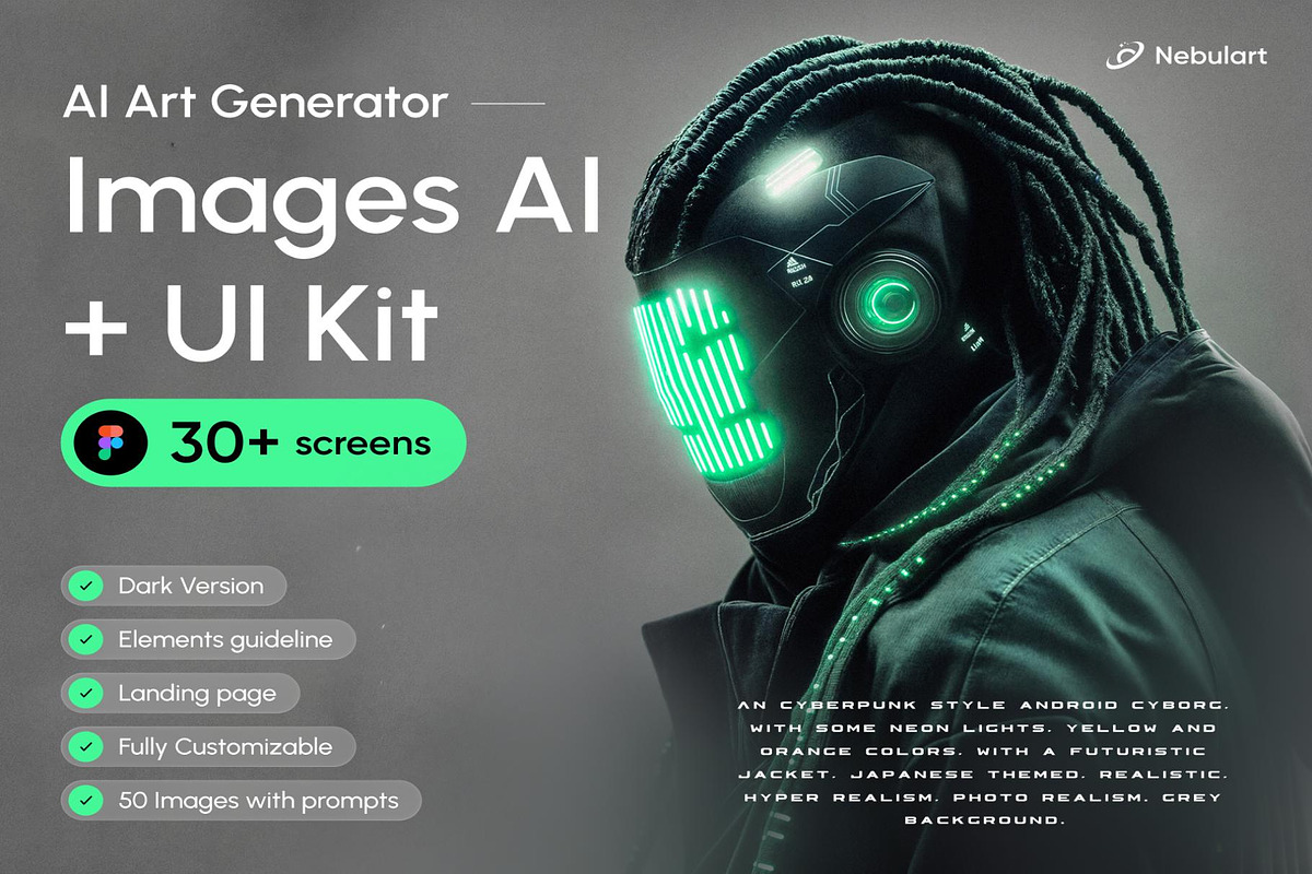 Nebulart - AI Art Generator App, an UI Kit Template by Creative Perspective (Photo 1 of 8)
