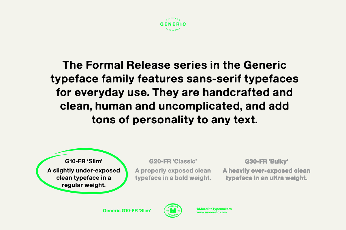 Generic G10-FR 'Slim', a Sans Serif Font by More Etc. Studios (Photo 8 of 8)