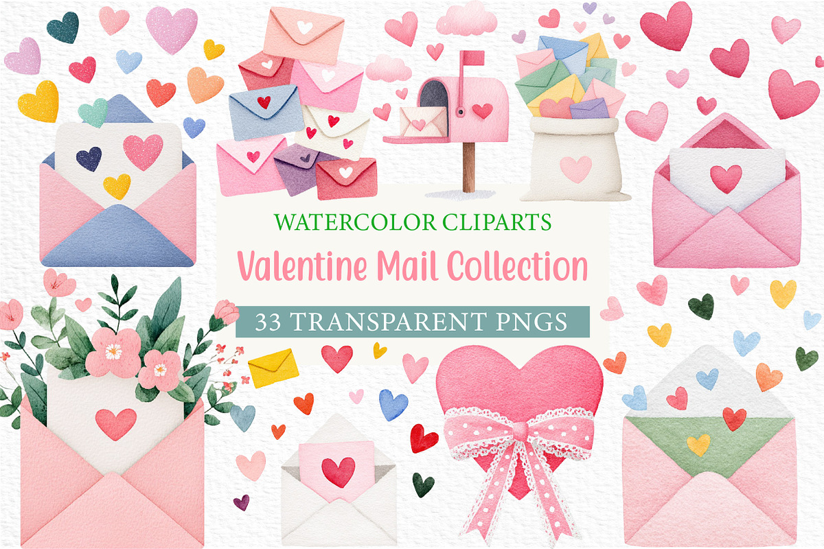 Valentine Mail Collection Clipart, an Illustration by Craft Nest (Photo 1 of 6)