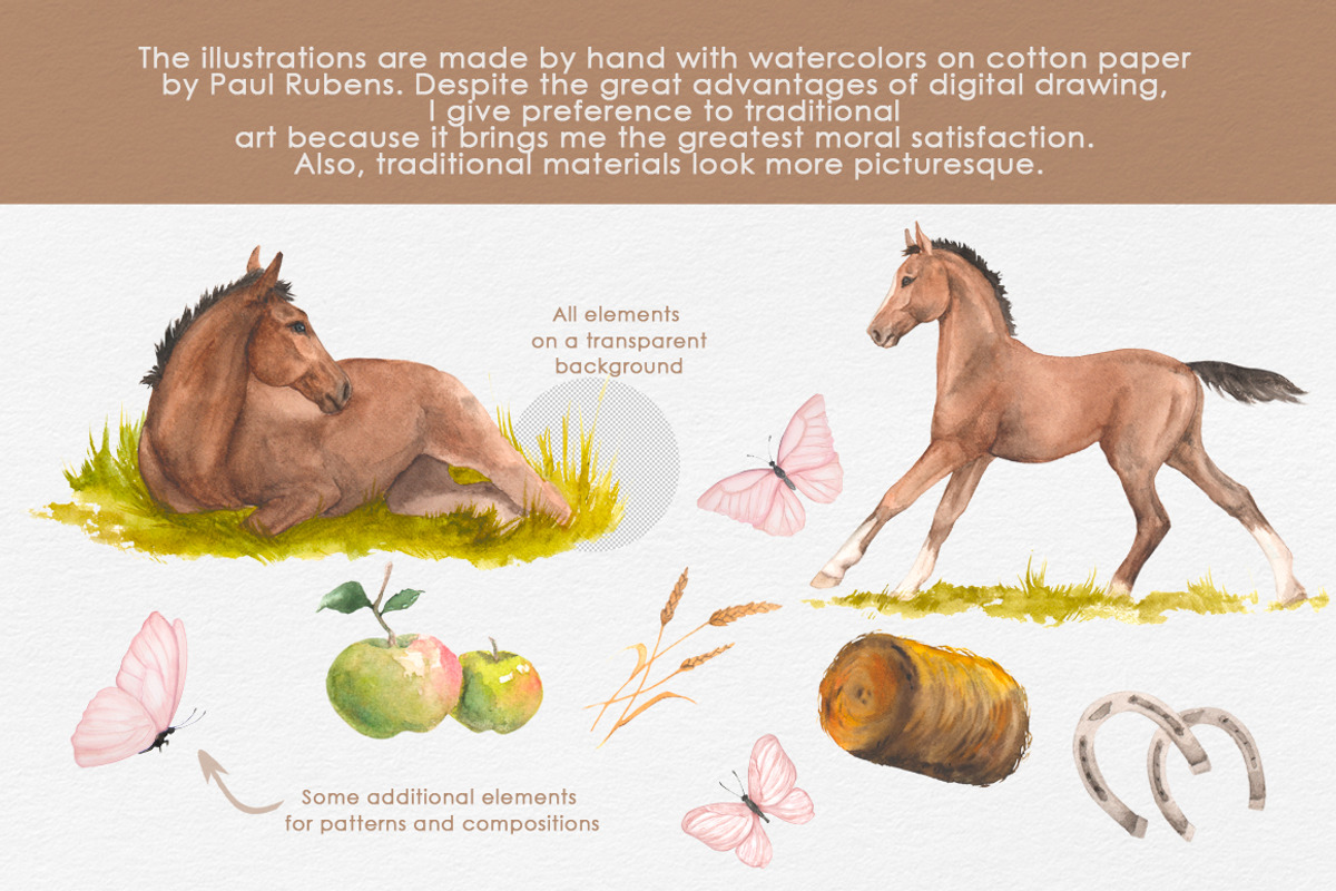 Foals Butterflies watercor clipart, an Illustration by FerroDakora (Photo 2 of 7)