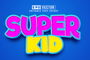 Vector Super Kid 3d Editable Text