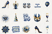 New Year's Midnight Glam Clipart, an Illustration by NadiaTheronArt (Thumbnail 3 of 5)