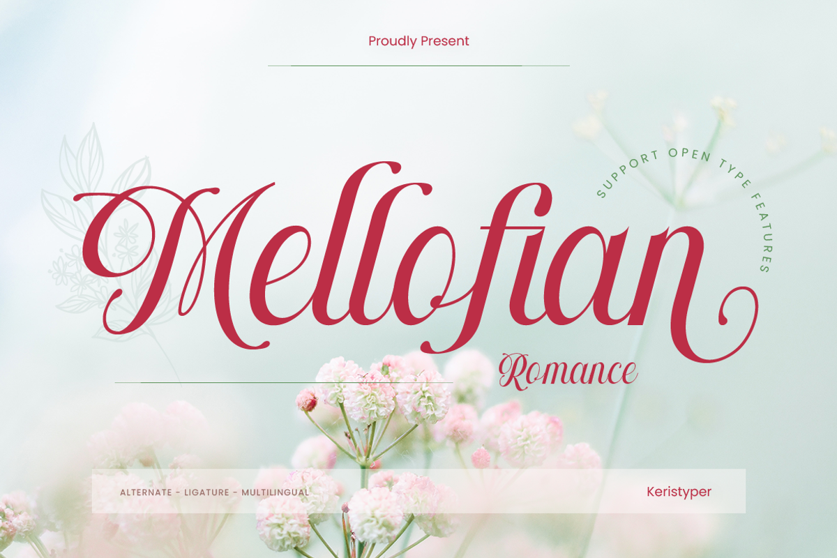 Mellofian, a Script Font by kerismaker (Photo 1 of 12)