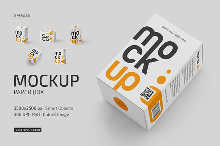 Paper Box Mockup Set, a Packaging Mockup by Country4k