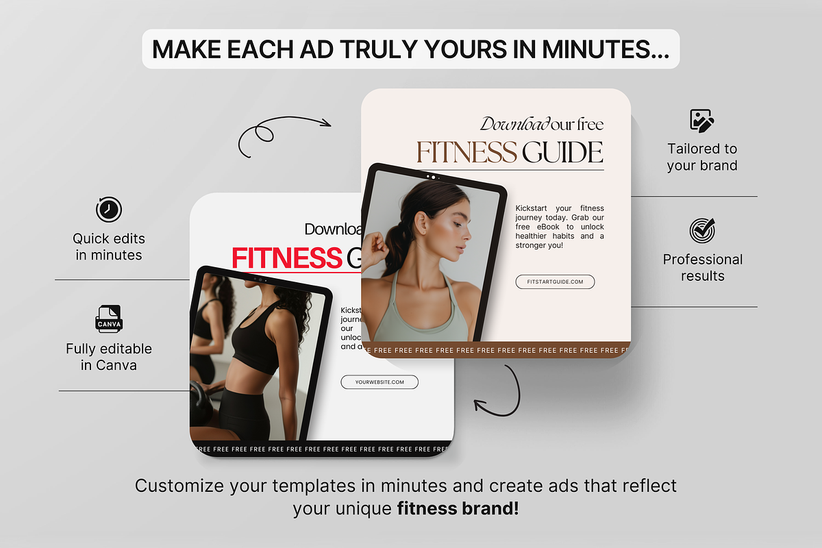 Fitness Static Ad Templates Canva, a Social Media Template by DigiPax (Photo 7 of 11)