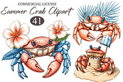 Whimsical Summer Crab Clipart, an Illustration by designcity5 (Thumbnail 1 of 5)