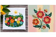 Embroidered Flower Idea Background, a Background Graphic by IrySha (Thumbnail 4 of 5)