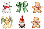 Watercolor Christmas Clipart PNG, a Seasonal Illustration by Designking (Thumbnail 5 of 5)