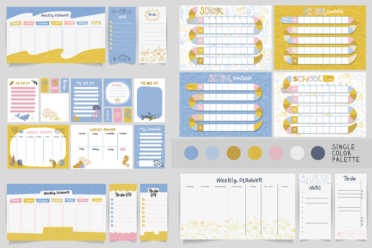 School weekly planners collection, a Stationery Template by Lana Sham (Photo 2 of 14)