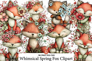Whimsical Spring Fox Clipart, an Illustration by Designworld