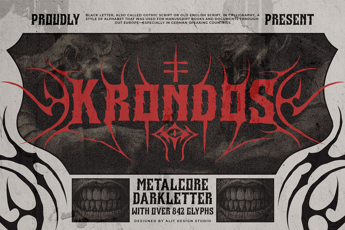 Krondos Typeface, a Blackletter Font by alit design (Photo 2 of 17)