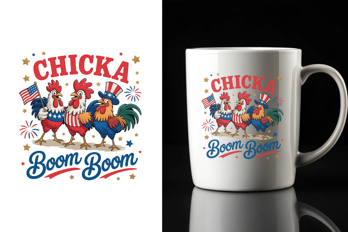 Patriotic Rooster Illustration PNG, an Animal Illustration by Unique Design Team (Photo 5 of 5)