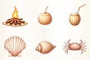 Sepia Tropical Beach Clipart, an Illustration by CrexoraLab (Thumbnail 1 of 5)
