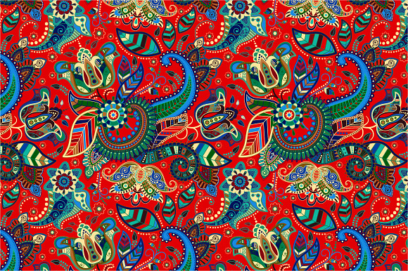 Red seamless Paisley pattern preview 2