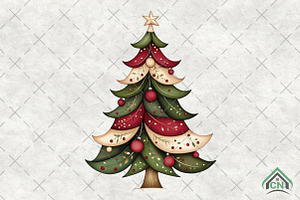 Whimsical Christmas Tree Clipart, an Illustration by Craft Nest