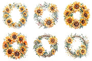 Watercolor Sunflower Wreath Clipart, an Illustration by DreamPrint404 (Thumbnail 5 of 6)