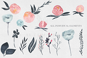Navy + Blush Watercolor Clipart Set, an Illustration by The Autumn Rabbit Ltd (Thumbnail 2 of 2)