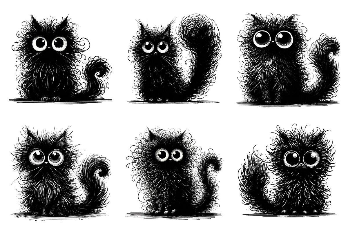 Quirky Black Cats Clipart, an Illustration by RobertsArt (Photo 2 of 7)