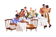 Friends gathering at dinner table, a Person Illustration by Good Studio (Thumbnail 2 of 14)