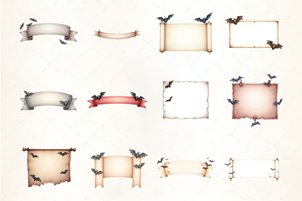 Banner with Bats Clipart, an Illustration by CrexoraLab (Photo 2 of 5)