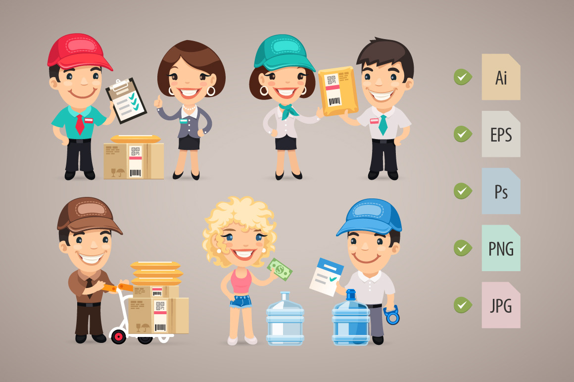 Delivery Service Characters Set, a Person Illustration by Voysla's Shop