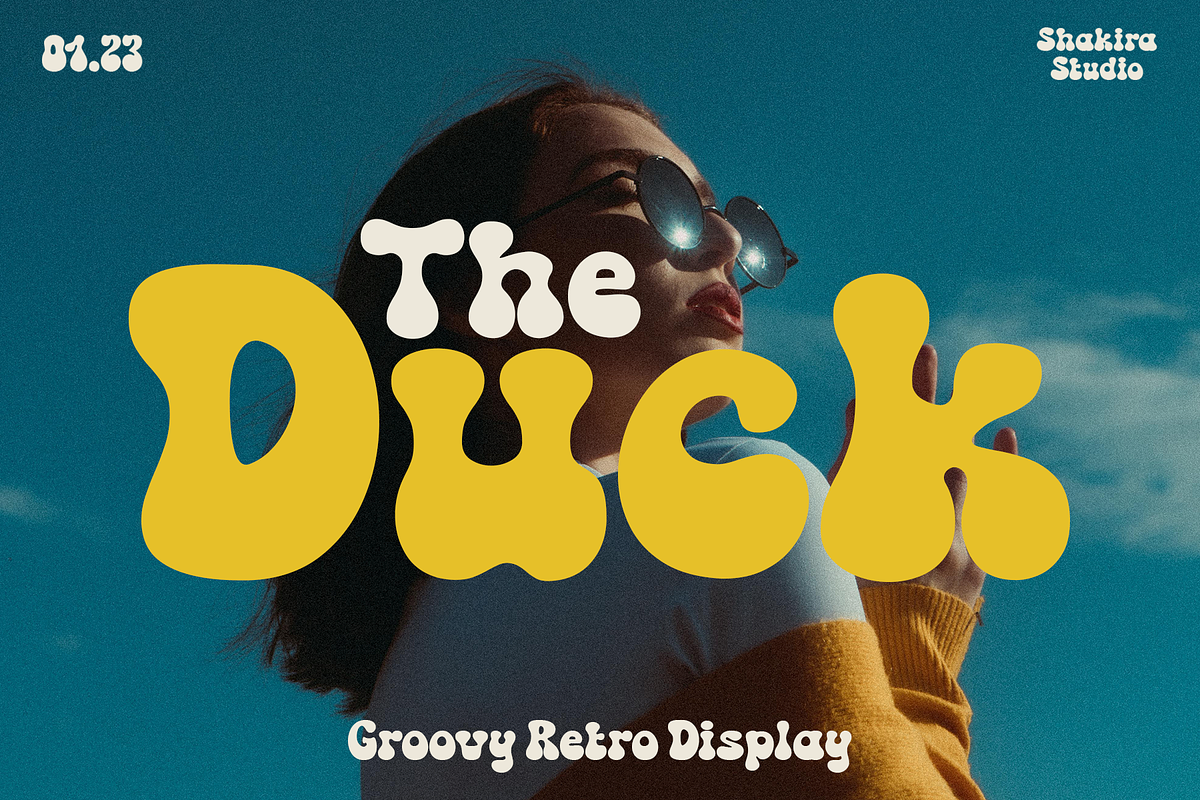 The Duck - Groovy Retro Font, a Serif Font by Shakira Studio (Photo 1 of 12)