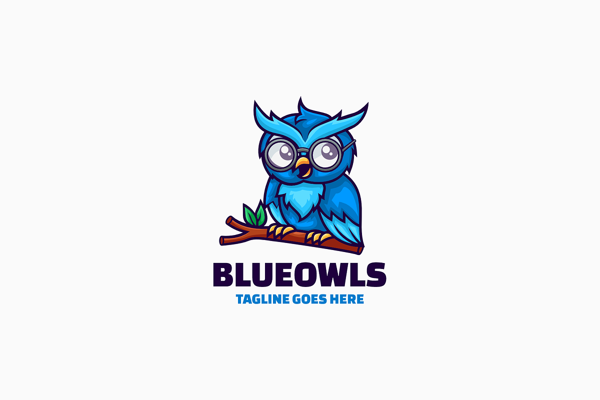 Blue Owls Mascot Cartoon Logo, a Branding & Logo Template by Artnivora.Std