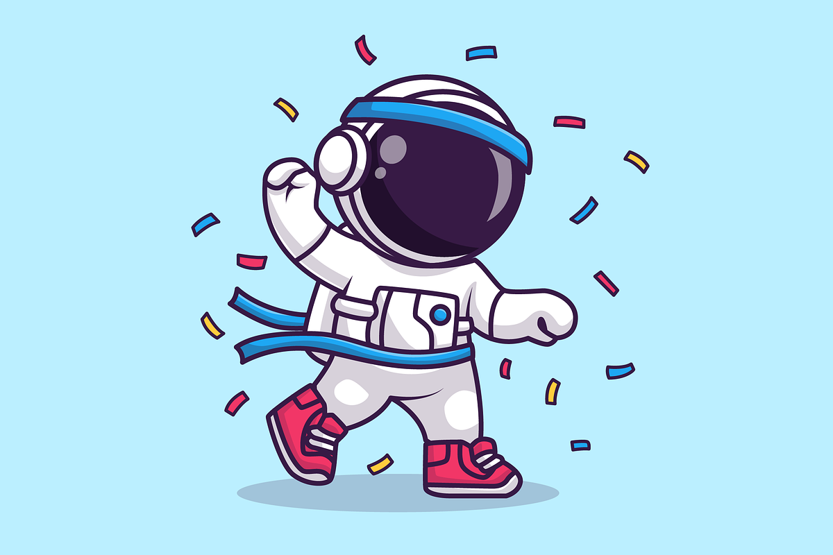 Cute Astronaut Win Running Race, a Sport Illustration by Catalyst Labs
