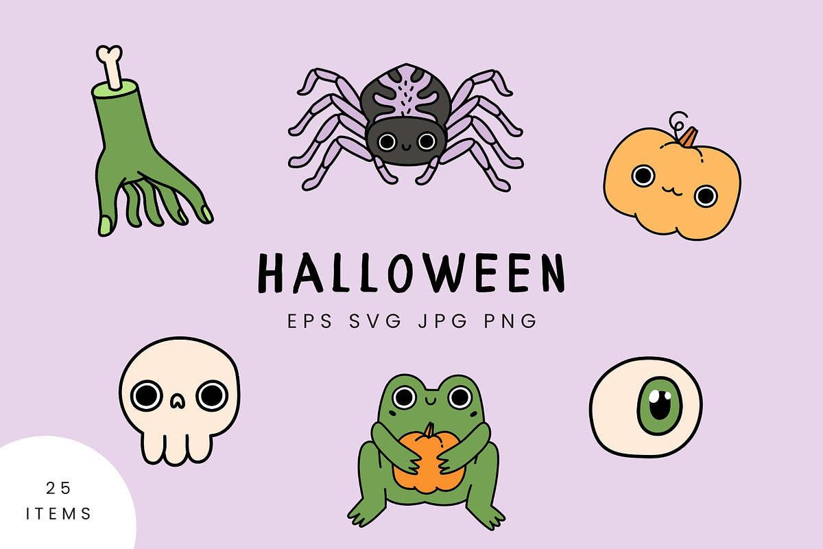 Hand Drawn Cute Halloween Stickers, a Seasonal Illustration by Kristina Chistiakova (Photo 1 of 3)