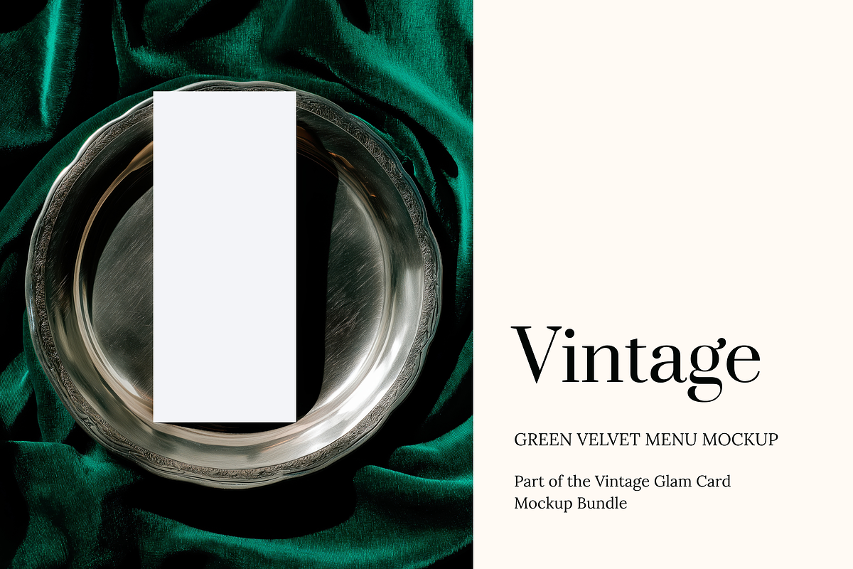 Vintage Green Velvet Menu Mockup, a Product Mockup by Serenefeeling (Photo 1 of 6)