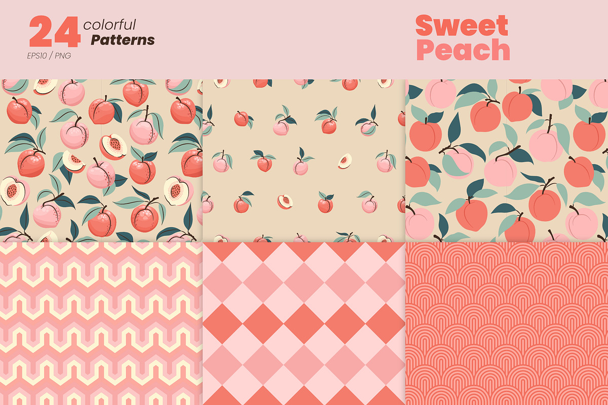 Sweet Peach – Fruit & Pattern Set, a Pattern Graphic by moja doodle (Photo 4 of 6)