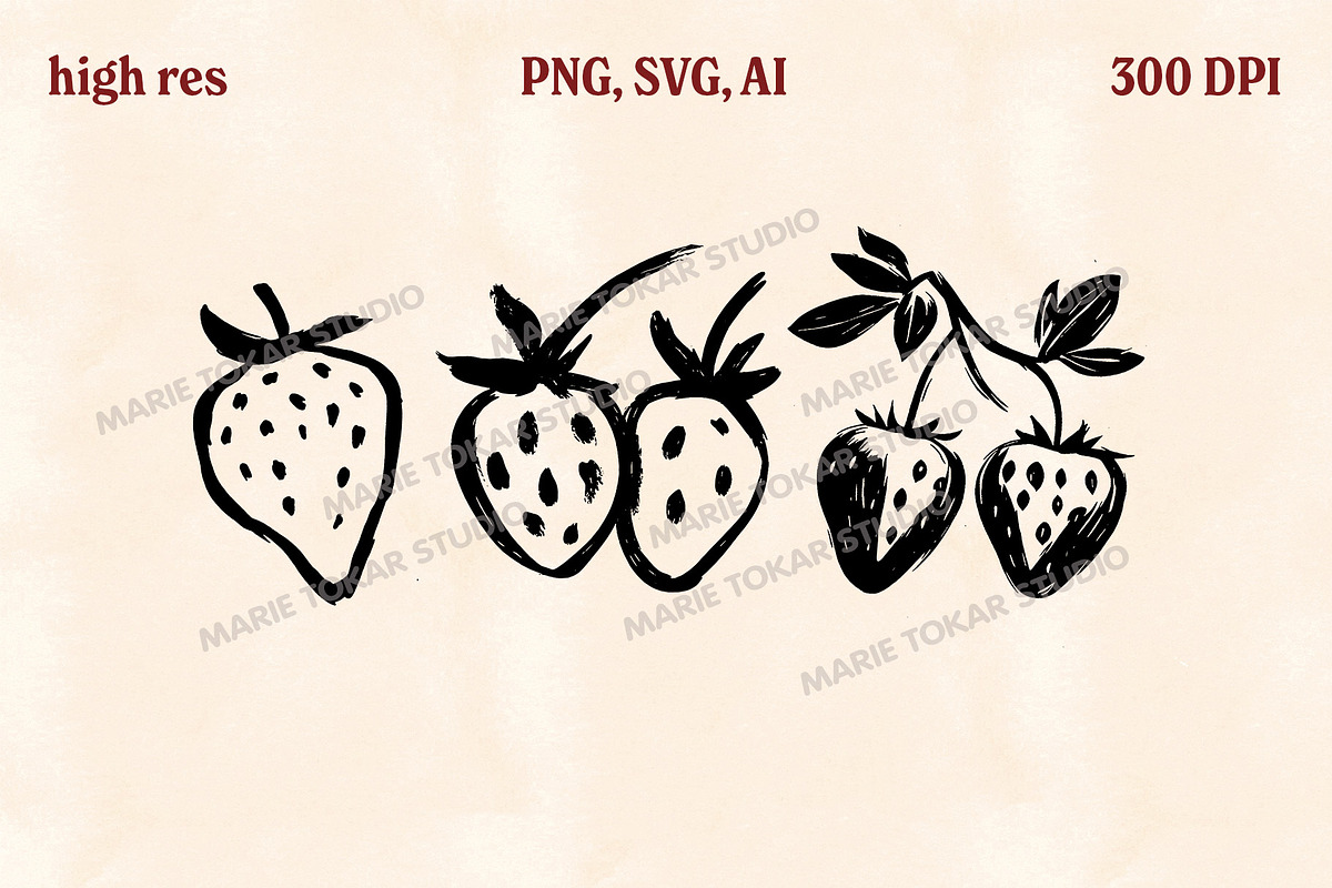 Whimsical Berry Fruit Bundle SVG PNG, a Food Illustration by Marie T (Photo 19 of 36)