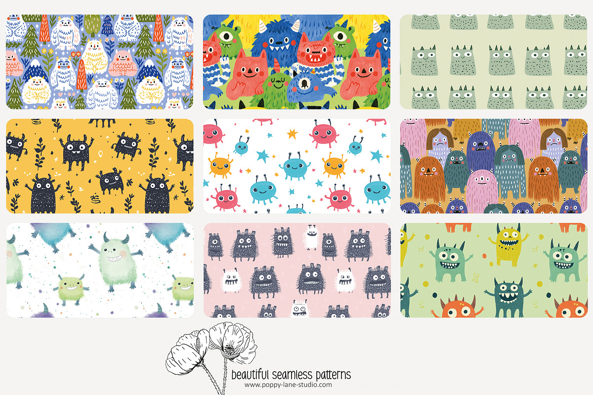 70 (kids) monster seamless pattern, a Pattern Graphic by Poppy Lane Studio (Photo 5 of 10)