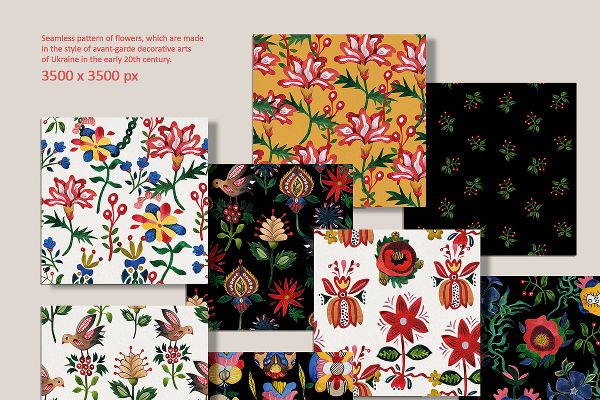 Decorative Ukrainian Flowers, a Decorative Illustration by Design X0 (Photo 5 of 15)