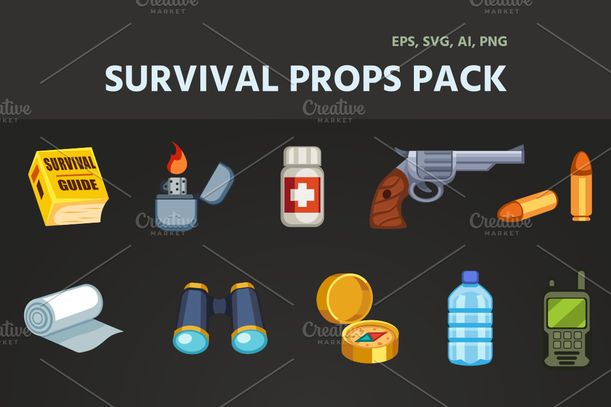 SURVIVAL PROPS PACK, an Object Graphic by AhNinniah (Photo 1 of 4)