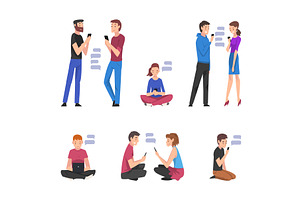 Young Man and Woman with Smartphone, a Person Illustration by TopVectors