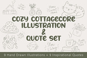 Cozy Cottagecore Quote Set, an Object Illustration by OREHOVKA (Thumbnail 1 of 4)