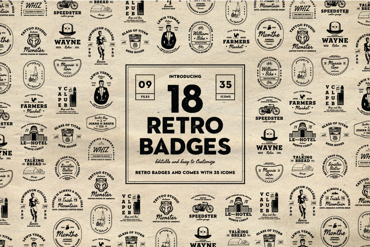 Retro Logo Badges, a Branding & Logo Template by The Good Store (Photo 1 of 12)