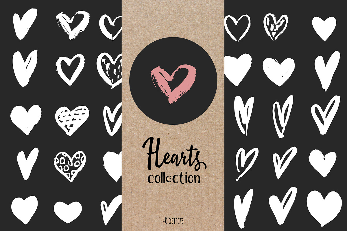 Set grunge hand drawn hearts, a Graphic by Cozy pattern shop (Photo 1 of 2)