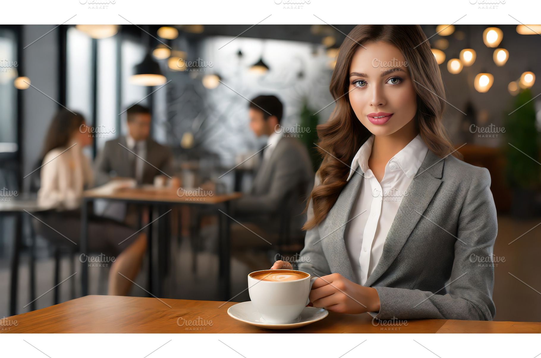 Businesswoman sitting at a café, a Business Photo by Igor Tichonow