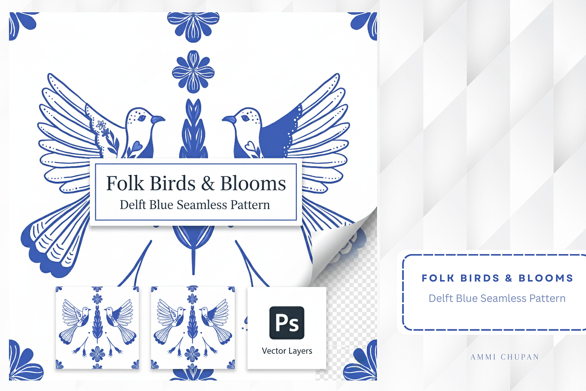 Folk Birds & Blooms, a Pattern Graphic by AMMi (Photo 3 of 4)