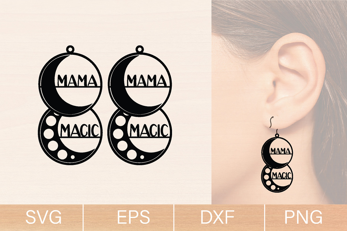 Mom Wood Earrings SVG Bundle, an Object Graphic by jannatulpakhi (Photo 2 of 6)