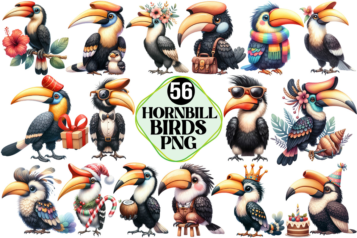Hornbill Bird Clipart, an Illustration by Pixels.Craft (Photo 1 of 7)