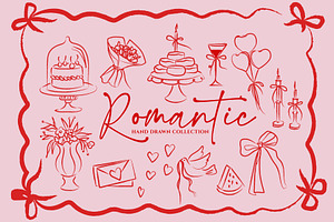 Cute romantic hand drawn collection