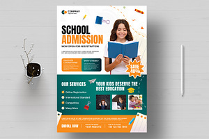 School Admission Flyer Template, a Flyer Template by MightyDesign