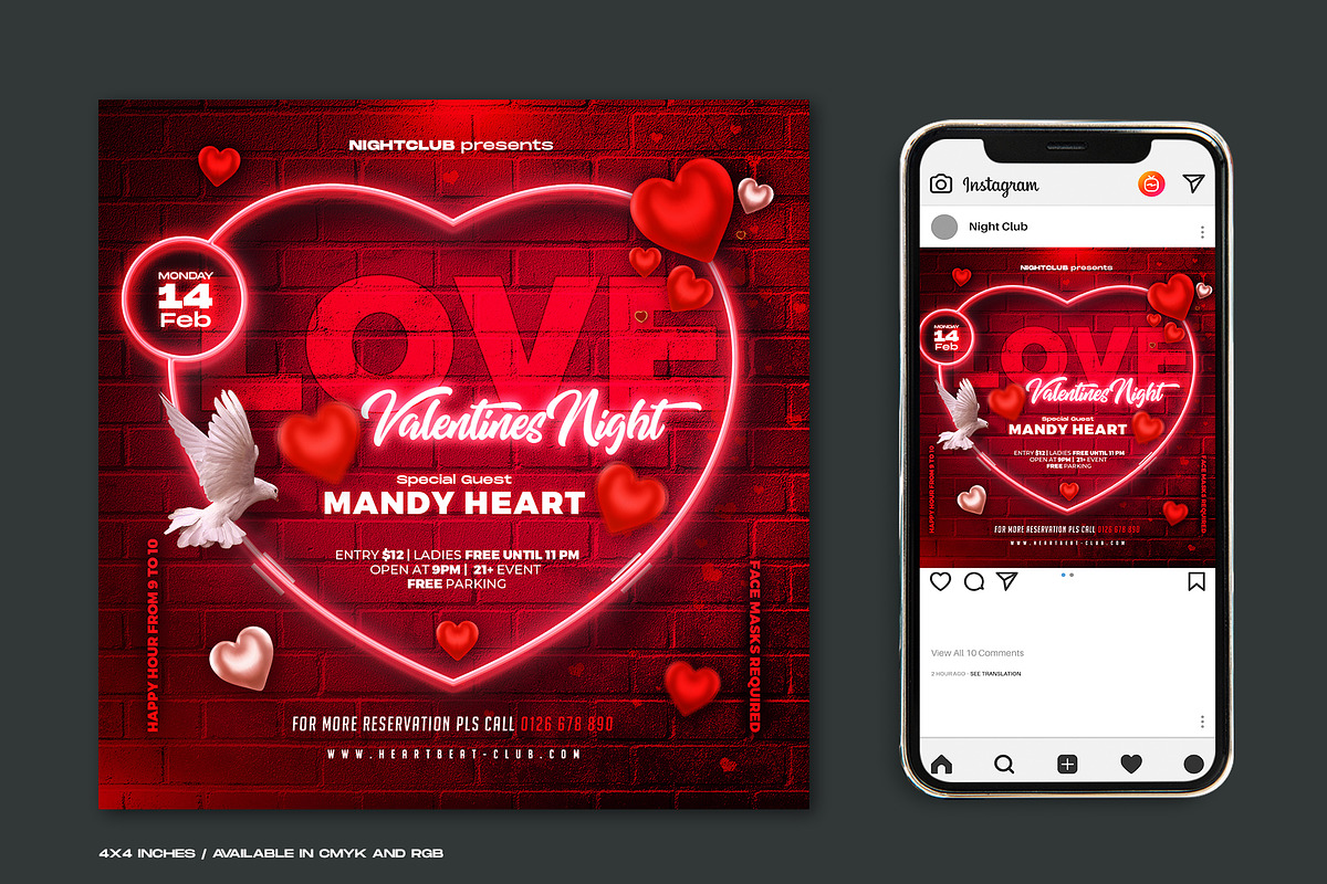 Valentine's Day Party Flyer - PSD, a Flyer Template by Corrella Design (Photo 1 of 2)