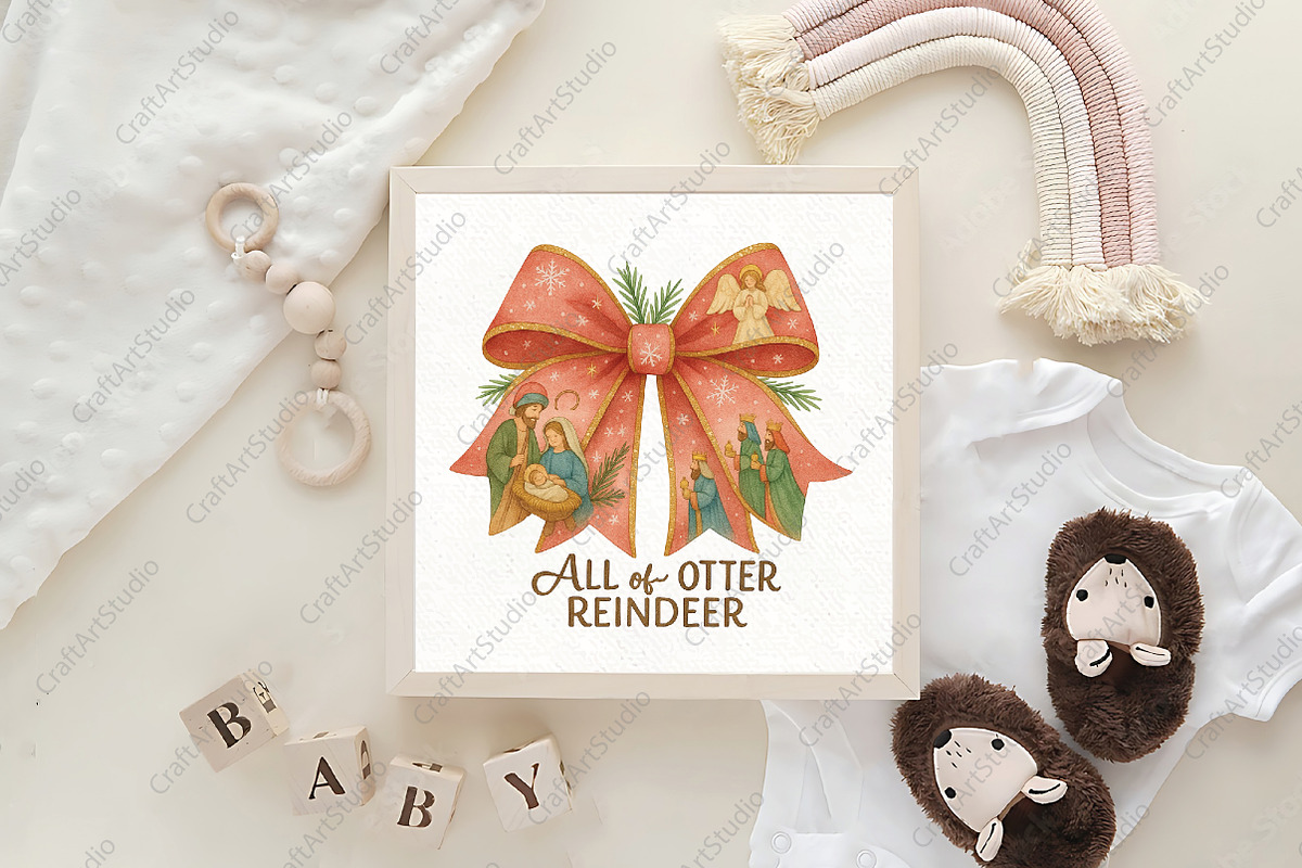 Scene Christmas Coquette Bow PNG, an Illustration by CraftArtStudio (Photo 4 of 4)