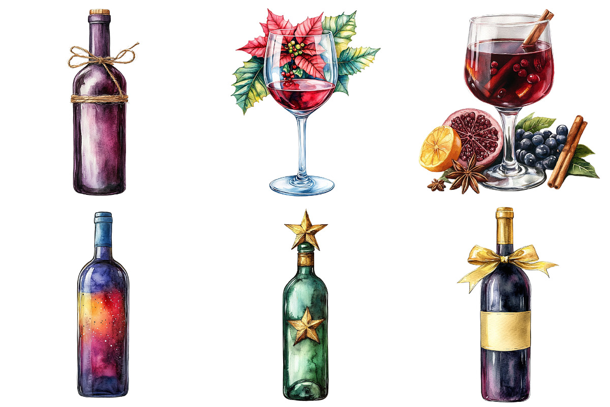 Christmas Red Wine Clipart, an Illustration by Daily.Designs (Photo 2 of 5)