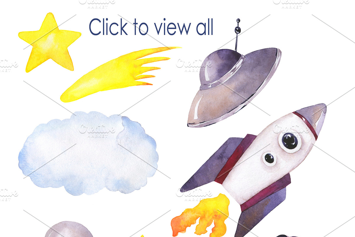 Watercolor space for kids, an Illustration by Watercolor & sketches (Photo 3 of 8)