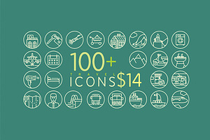 100+ Line Travel Icons for $14